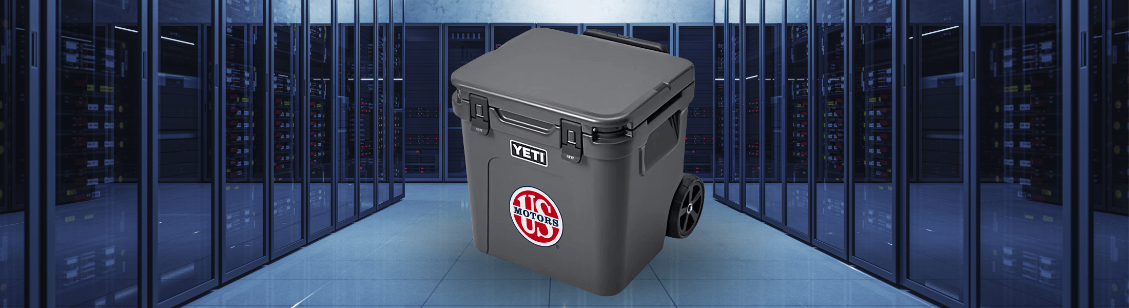 YETI Cooler with U.S. MOTORS Logo Data Center Background